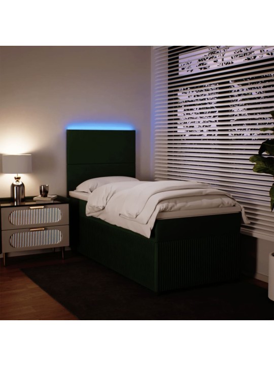 Box spring postel s matrací tmavě zelená 90x200 cm samet