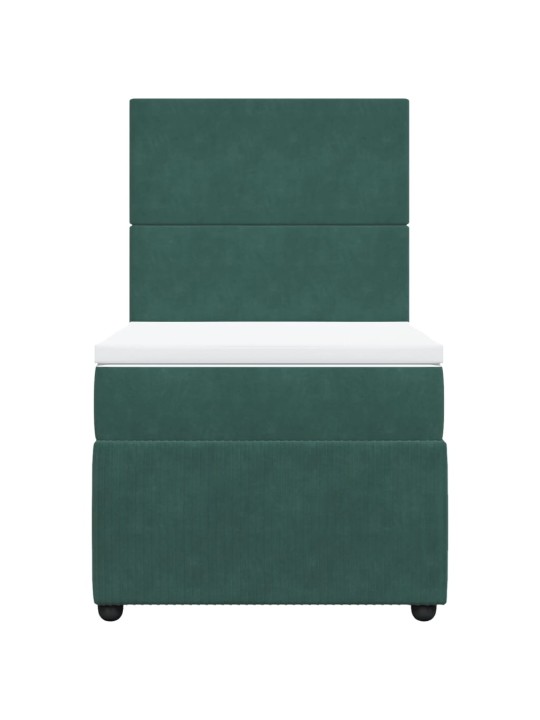 Box spring postel s matrací tmavě zelená 90x200 cm samet