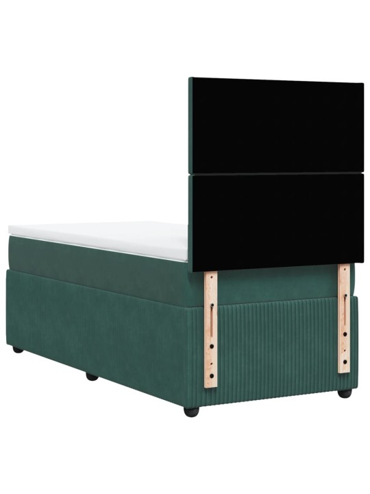 Box spring postel s matrací tmavě zelená 90x200 cm samet
