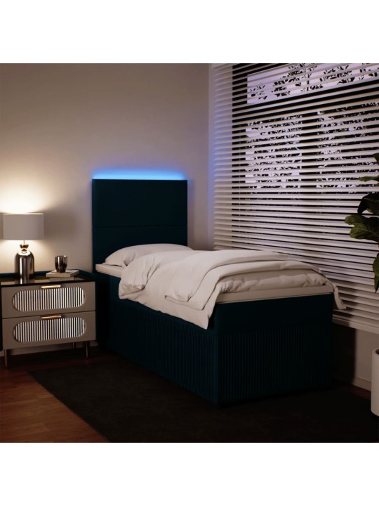 Box spring postel s matrací modrá 90 x 200 cm samet