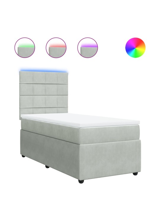 Box spring postel s matrací světle šedá 90x200 cm samet