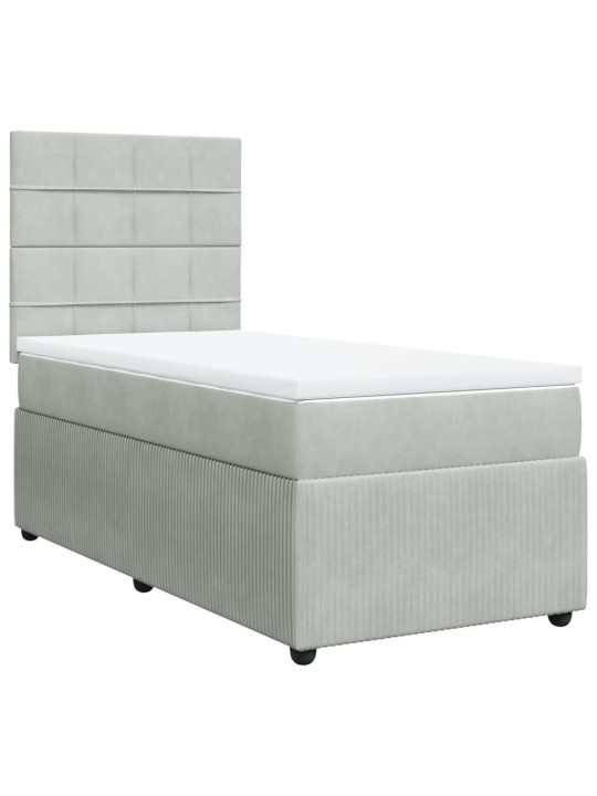 Box spring postel s matrací světle šedá 90x200 cm samet