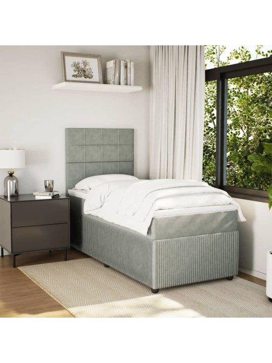 Box spring postel s matrací světle šedá 90x200 cm samet