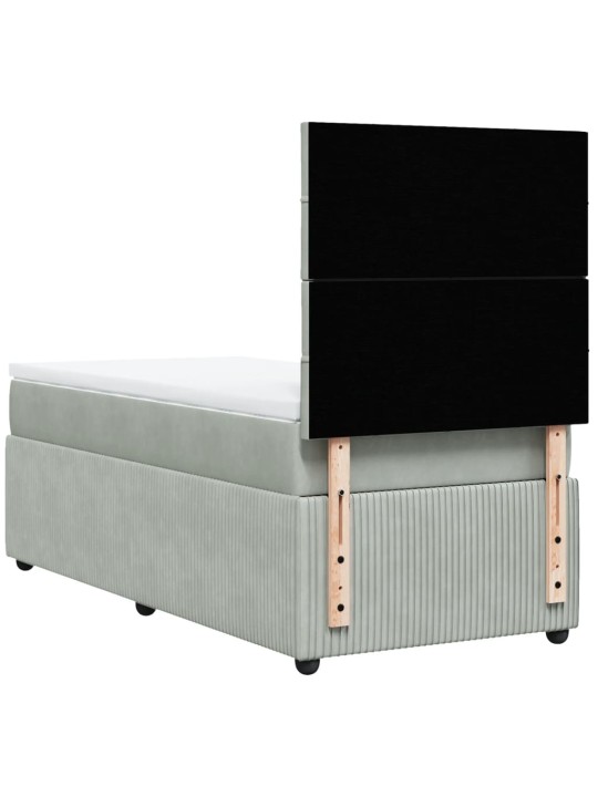 Box spring postel s matrací světle šedá 90x200 cm samet