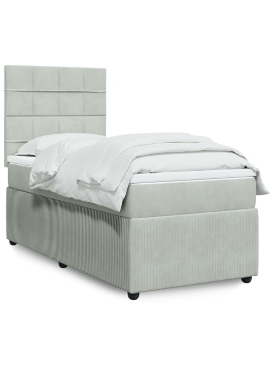 Box spring postel s matrací světle šedá 90x200 cm samet