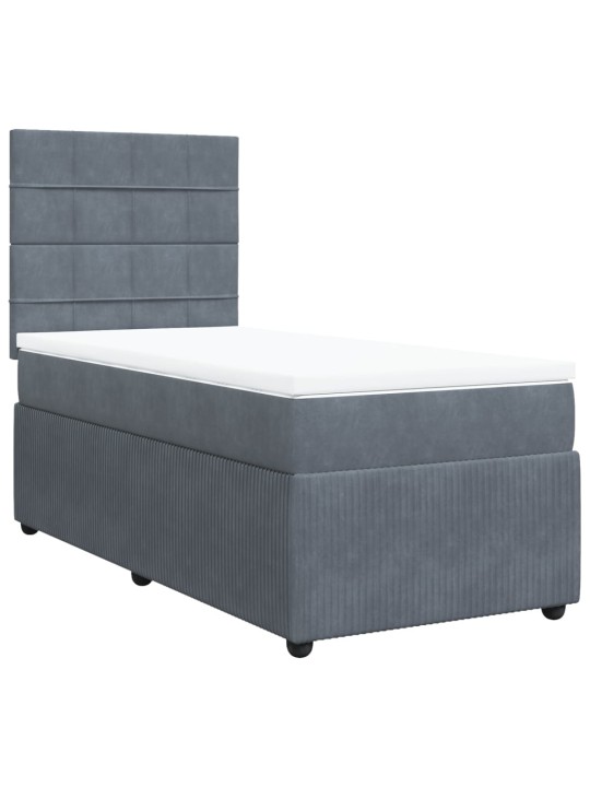 Box spring postel s matrací tmavě šedá 90x200 cm samet