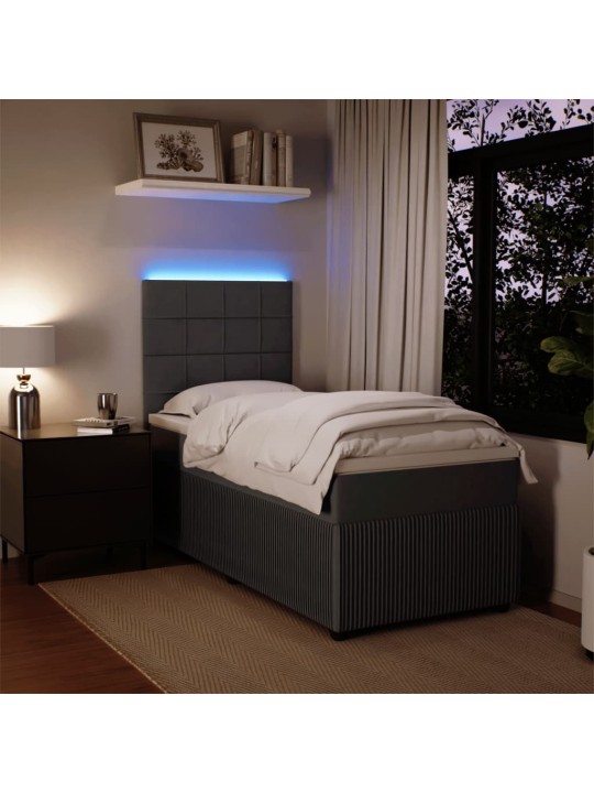 Box spring postel s matrací tmavě šedá 90x200 cm samet