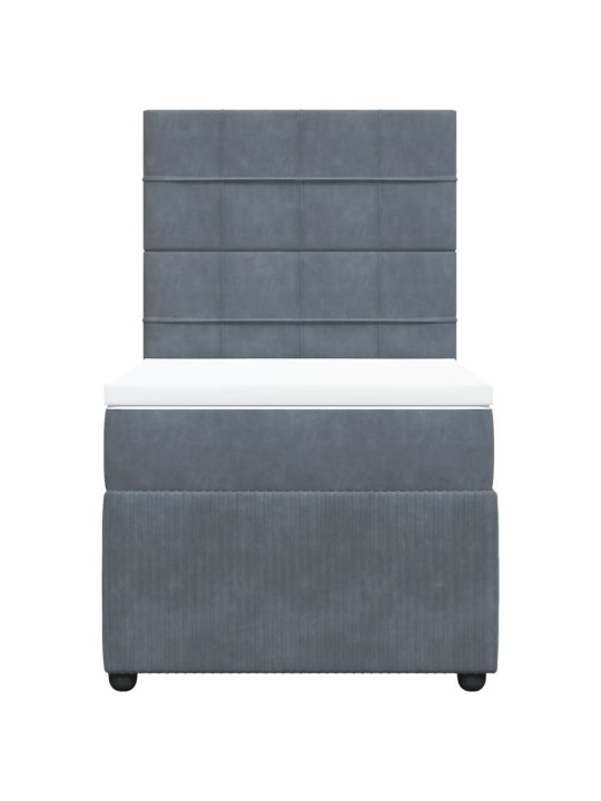 Box spring postel s matrací tmavě šedá 90x200 cm samet