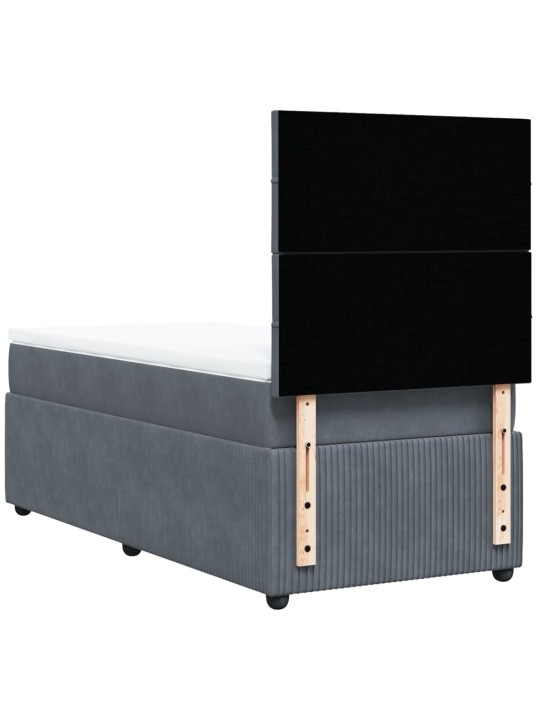 Box spring postel s matrací tmavě šedá 90x200 cm samet