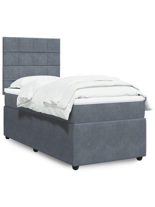 Box spring postel s matrací tmavě šedá 90x200 cm samet