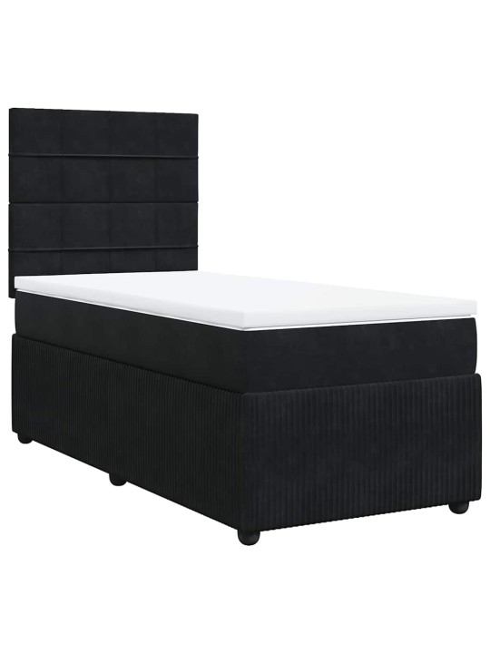 Box spring postel s matrací černá 90x200 cm samet