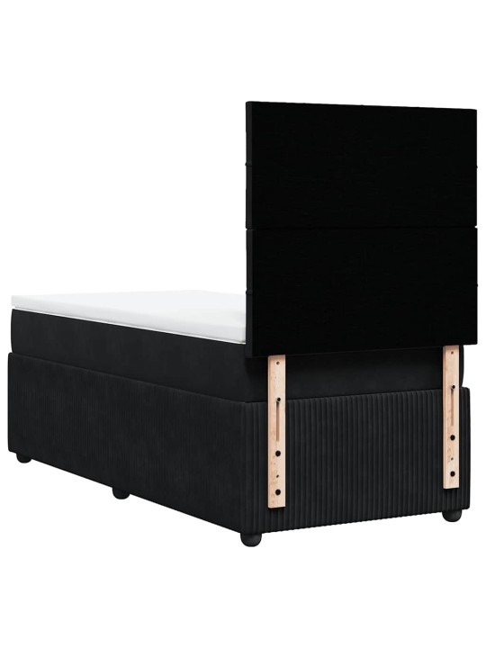 Box spring postel s matrací černá 90x200 cm samet