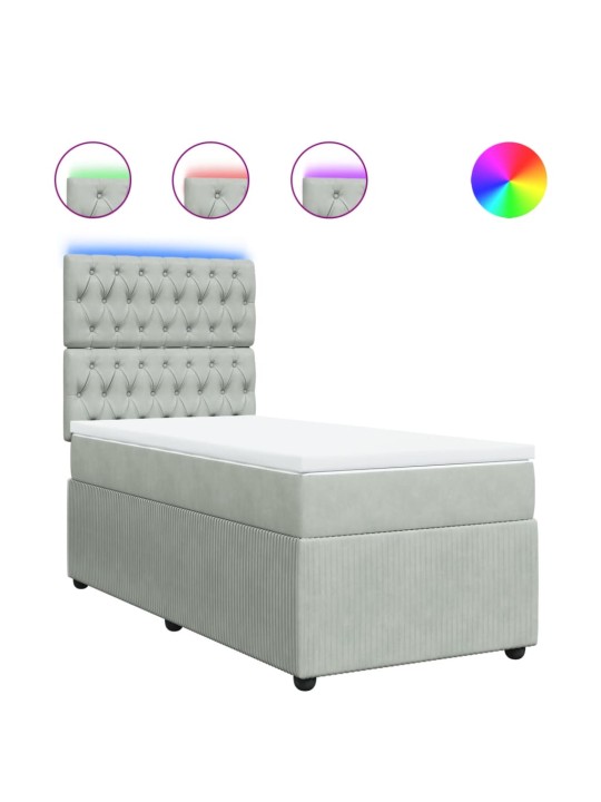Box spring postel s matrací světle šedá 90x200 cm samet