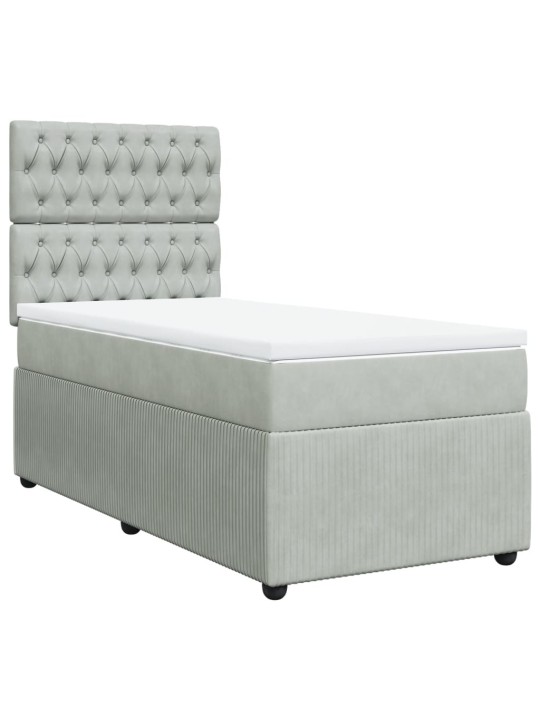 Box spring postel s matrací světle šedá 90x200 cm samet