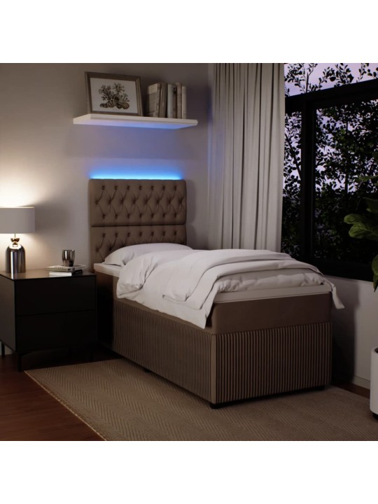 Box spring postel s matrací světle šedá 90x200 cm samet