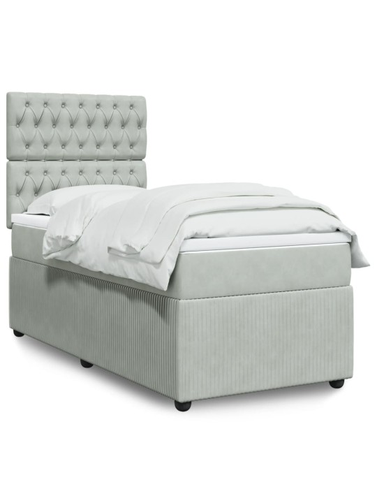 Box spring postel s matrací světle šedá 90x200 cm samet