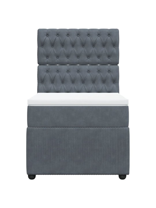 Box spring postel s matrací tmavě šedá 90x200 cm samet