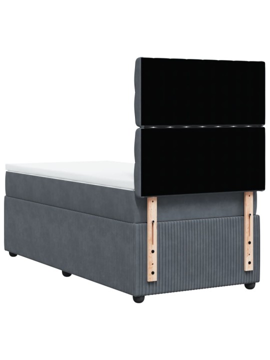 Box spring postel s matrací tmavě šedá 90x200 cm samet