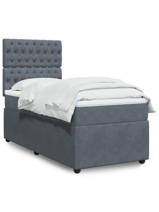 Box spring postel s matrací tmavě šedá 90x200 cm samet