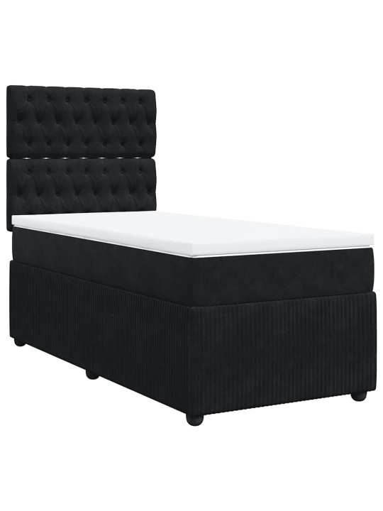 Box spring postel s matrací černá 90x200 cm samet