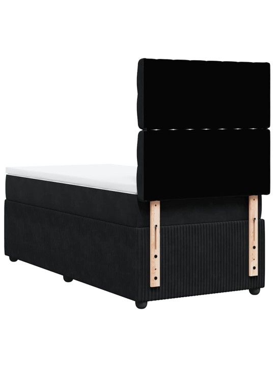 Box spring postel s matrací černá 90x200 cm samet
