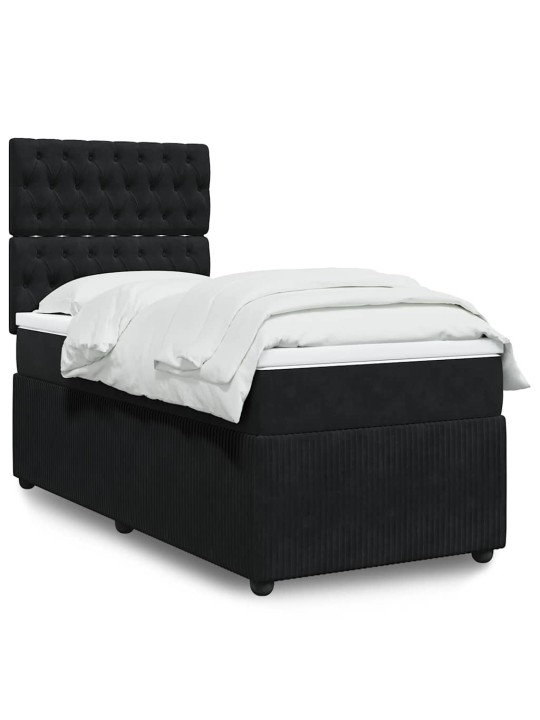 Box spring postel s matrací černá 90x200 cm samet