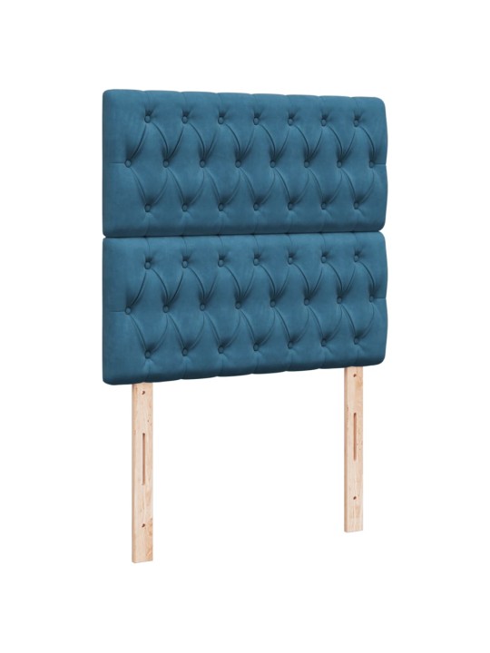 Box spring postel s matrací modrá 90 x 200 cm samet