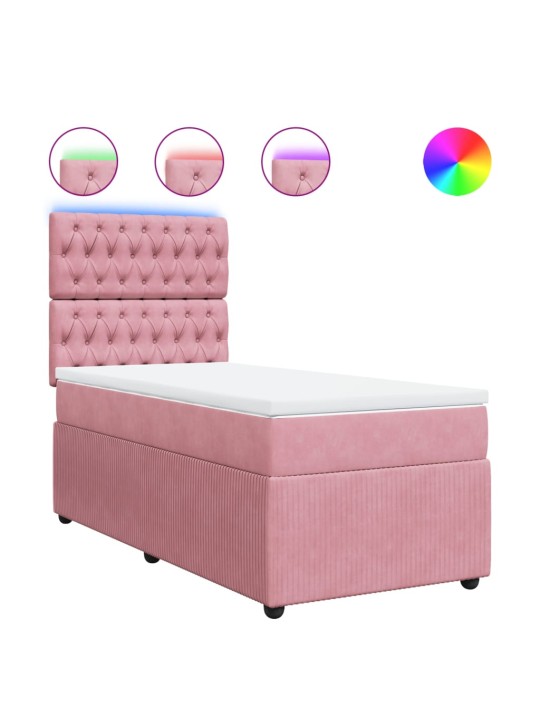 Box spring postel s matrací růžová 90x200 cm samet