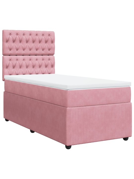 Box spring postel s matrací růžová 90x200 cm samet