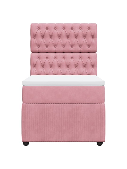 Box spring postel s matrací růžová 90x200 cm samet