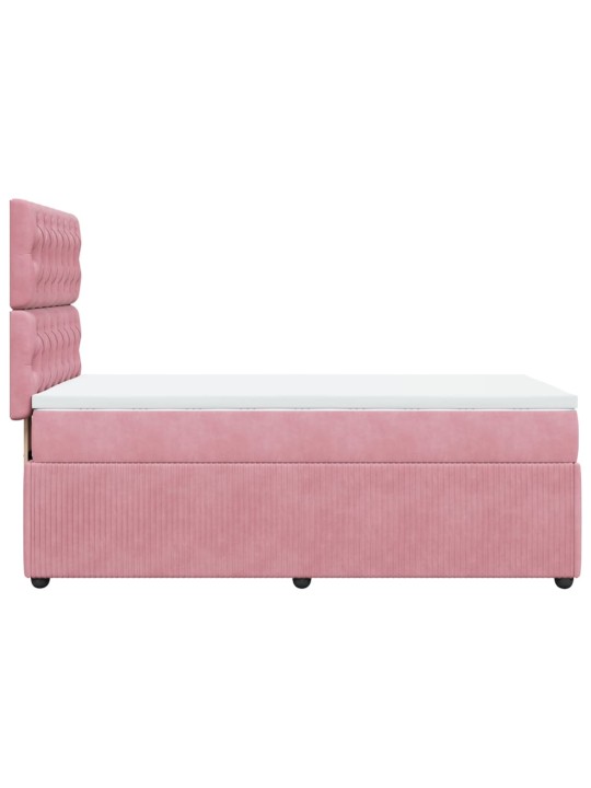 Box spring postel s matrací růžová 90x200 cm samet