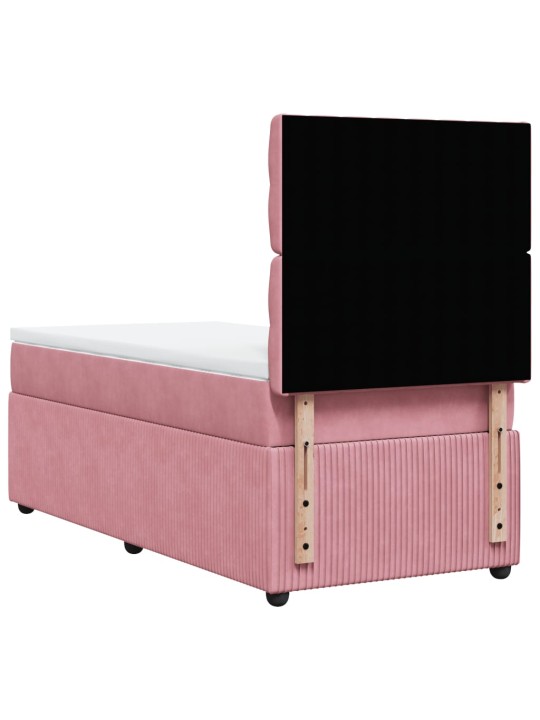 Box spring postel s matrací růžová 90x200 cm samet