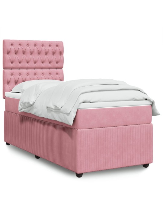 Box spring postel s matrací růžová 90x200 cm samet