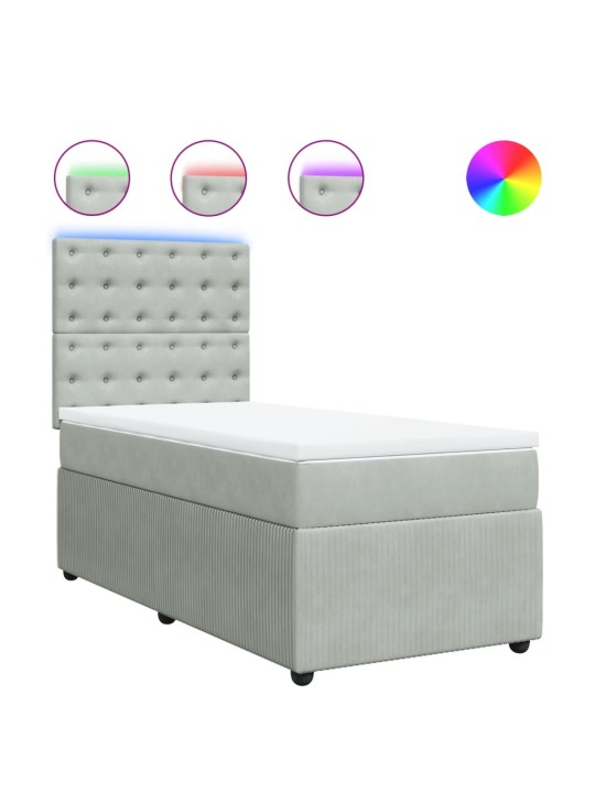 Box spring postel s matrací světle šedá 90x200 cm samet