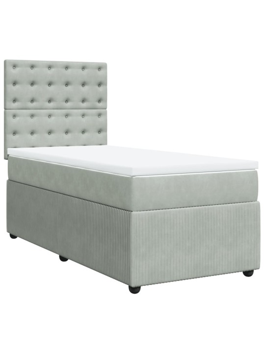 Box spring postel s matrací světle šedá 90x200 cm samet