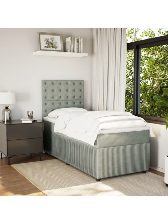 Box spring postel s matrací světle šedá 90x200 cm samet