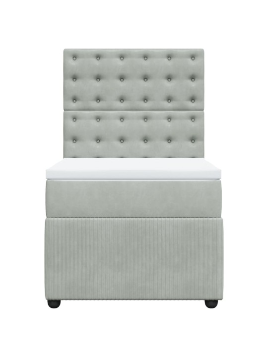 Box spring postel s matrací světle šedá 90x200 cm samet
