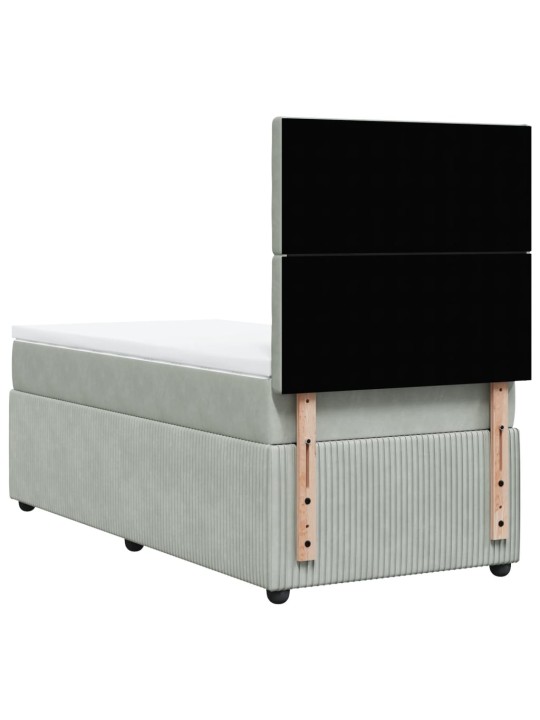 Box spring postel s matrací světle šedá 90x200 cm samet
