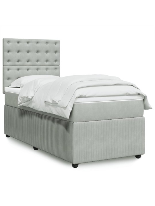 Box spring postel s matrací světle šedá 90x200 cm samet