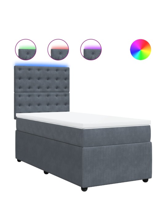 Box spring postel s matrací tmavě šedá 90x200 cm samet