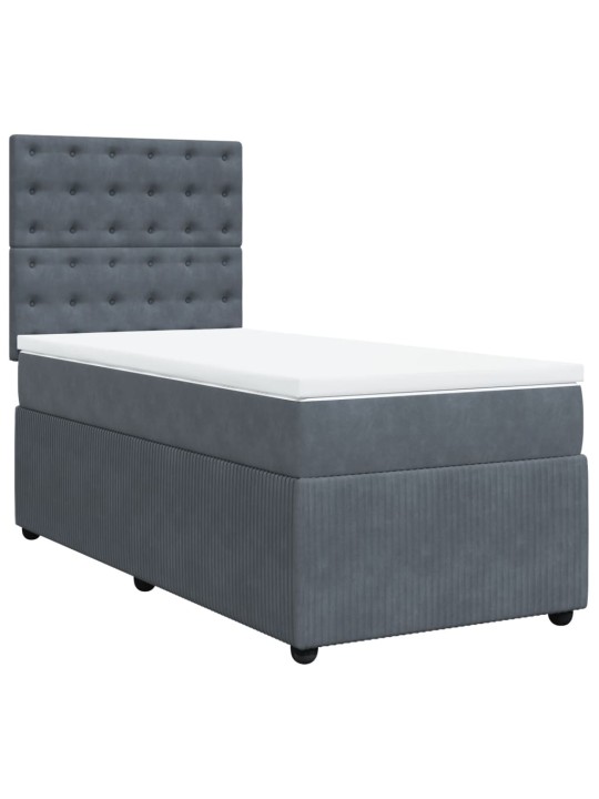 Box spring postel s matrací tmavě šedá 90x200 cm samet