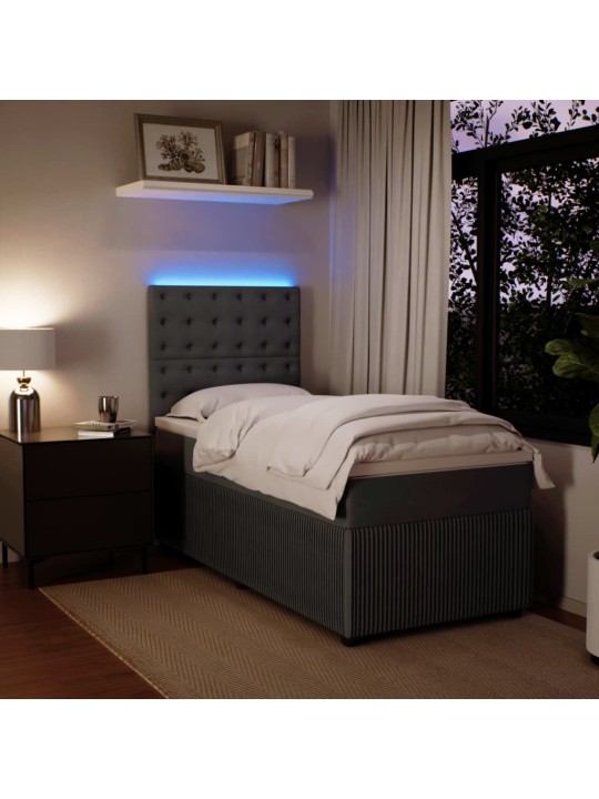Box spring postel s matrací tmavě šedá 90x200 cm samet