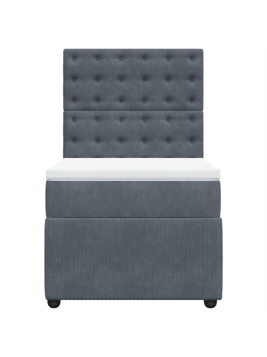Box spring postel s matrací tmavě šedá 90x200 cm samet