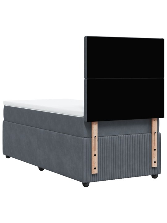 Box spring postel s matrací tmavě šedá 90x200 cm samet