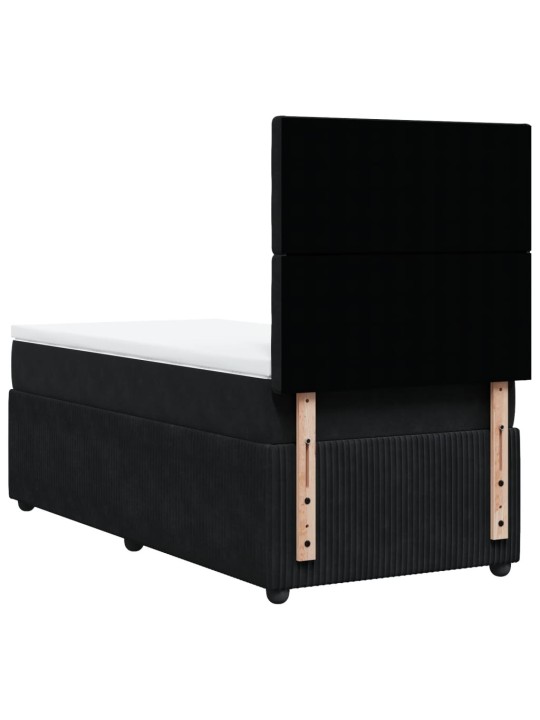 Box spring postel s matrací černá 90x200 cm samet