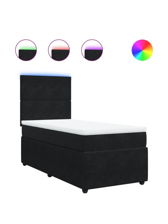 Box spring postel s matrací černá 100x200 cm samet