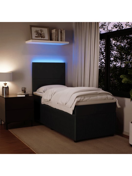Box spring postel s matrací černá 100x200 cm samet