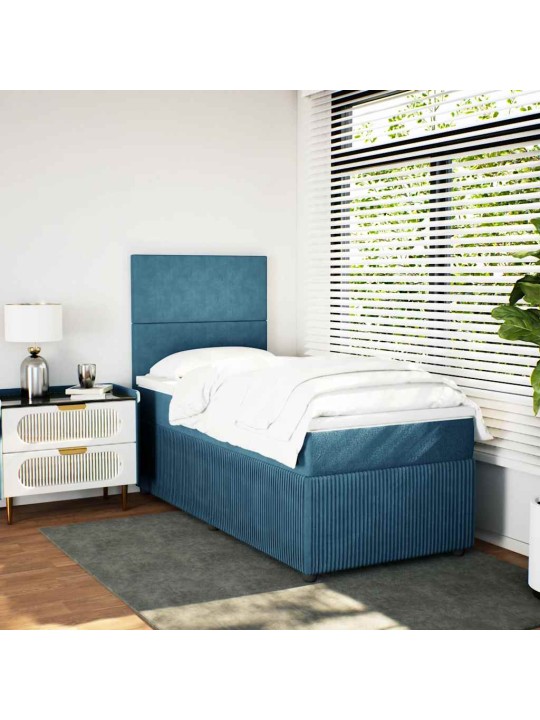 Box spring postel s matrací modrá 100 x 200 cm samet
