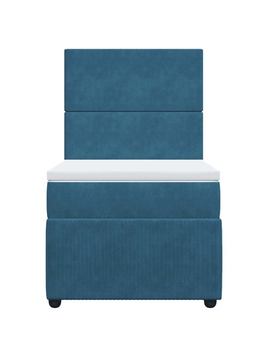 Box spring postel s matrací modrá 100 x 200 cm samet