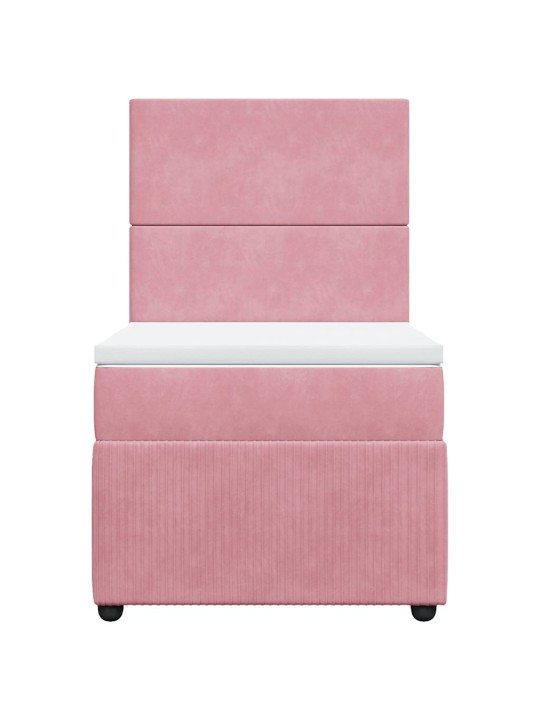 Box spring postel s matrací růžová 100x200 cm samet